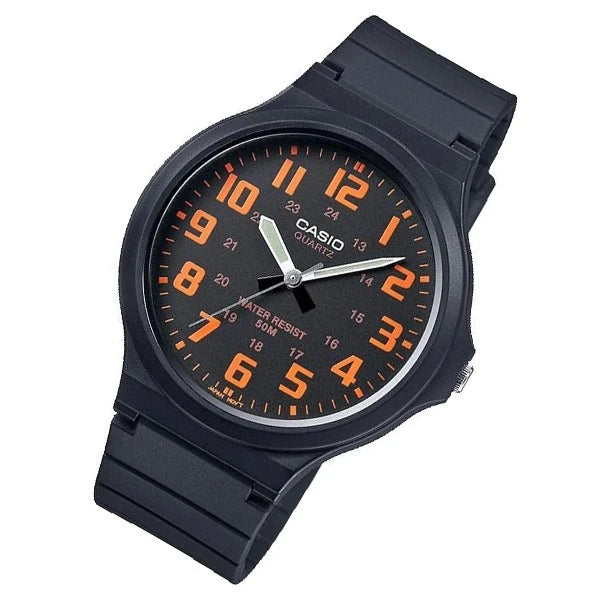 Casio Unisex Black and Orange Analogue MW240-4B/MW-240-4BV