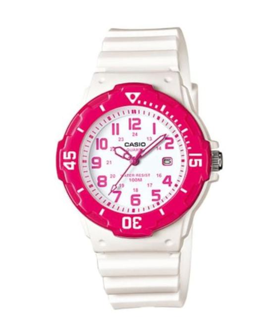 Casio Ladies White and Pink Analogue LRW200H-4B / LRW-200H-4B